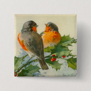 Süße Vögel Vintage-Postkarten-Druckknopf Button