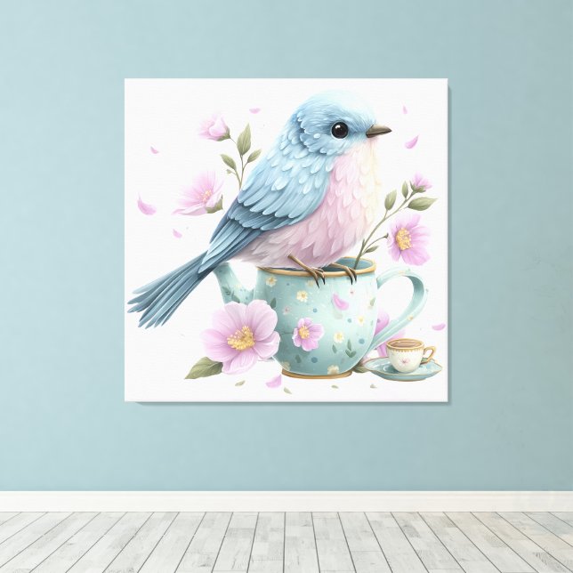 Süße Vogel-Wandkunst Leinwanddruck (Insitu (Holzboden))