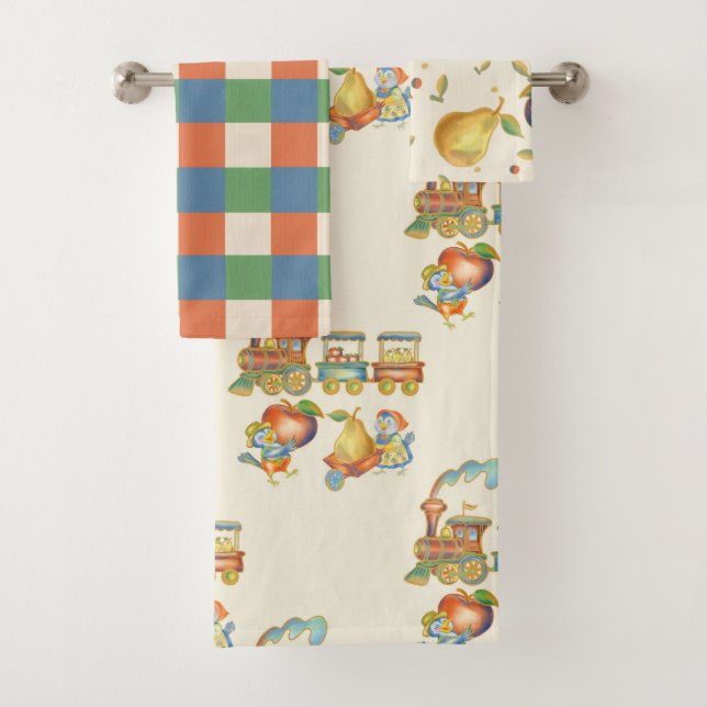 Süße Vogelapfel-Zug-Handtuch-Set Badhandtuch Set (Insitu)