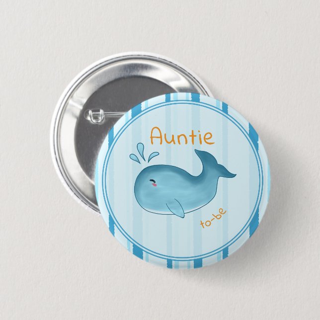 Süße Wal-Babyparty Tante-in-spe Button (Vorne & Hinten)