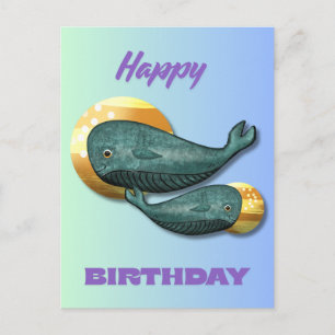 Süße Wal-Happy-Birthday-Karte Ozean Postkarte