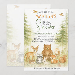 Süße Wald-Baby-Tiere für die Babyparty Einladung
