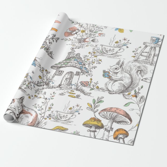 Süße Wald-Babyparty Geschenkpapier (Ungerollt)