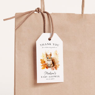 Süße Wald-Eichhörnchen-Herbst-Baby-Party Geschenkanhänger