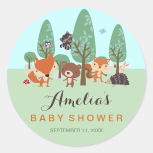 Süße Wald Freunde Baby Shower Aufkleber