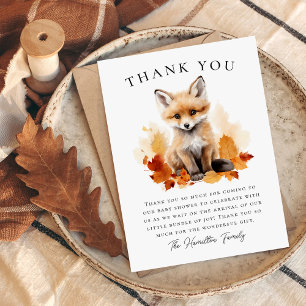 Süße Wald-Fuchs-Herbst-Baby-Party Dankeskarte
