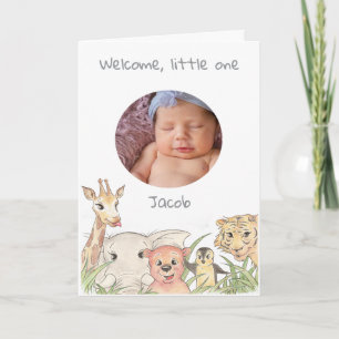 Süße Wald-Safari-Baby-Fotoankündigung Karte