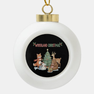 Süße Wald-Weihnachts-Tiere - Festlicher Wald Keramik Kugel-Ornament