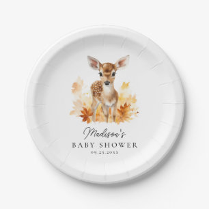 Süße Waldhirsch-Herbst-Baby-Party Pappteller