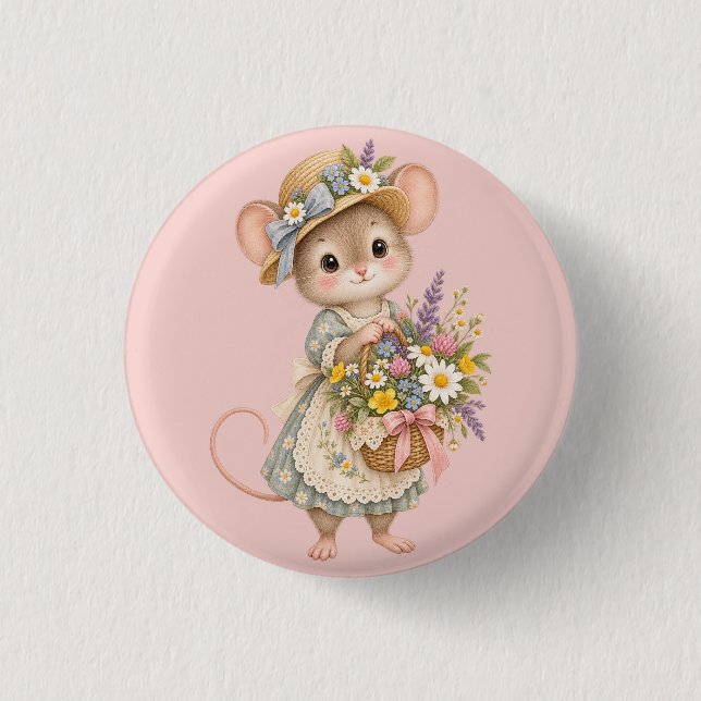 Süße Waldmaus – Illustration für den europäischen  Button (Vorderseite)