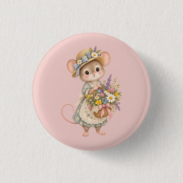 Süße Waldmaus – Illustration für den europäischen  Button (Vorderseite)