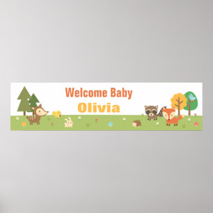 Süße Waldtier-Babyparty-Banner mit Tiermotiv Poster
