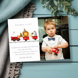 Süße Waldtier-Zug-Foto-Geburtstagsfeier für jedes  Dankeskarte