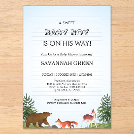 Süße Waldtiere Baby Jungen Shower Design Acryleinladungen