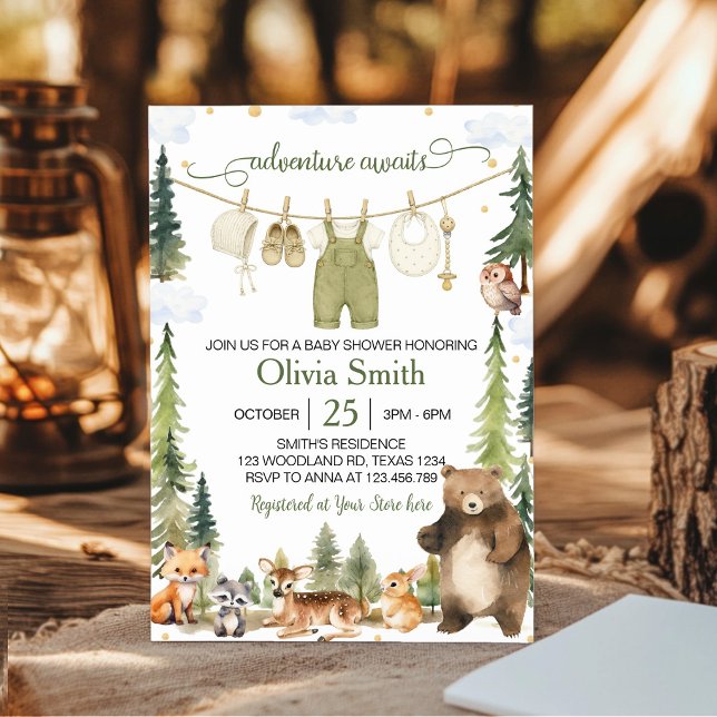 Süße Waldtiere Baby Shower Einladung (Von Creator hochgeladen)