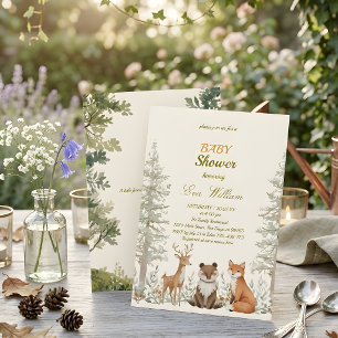 Süße Waldtiere Baby Shower Einladung