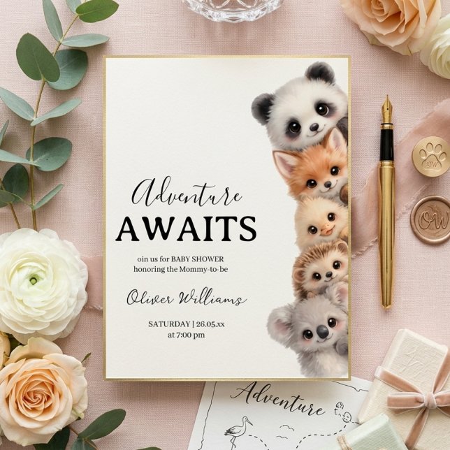 Süße Waldtiere Baby Shower Einladung (Von Creator hochgeladen)