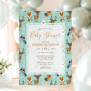 Süße Waldtiere Baby Shower Einladung