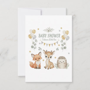 Süße Waldtiere Baby Shower Fuchs, Reh Dankeskarte