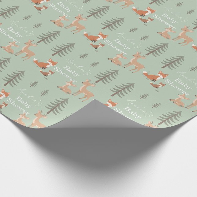 Süße Waldtiere Baby Shower Geschenkpapier (Ecke)