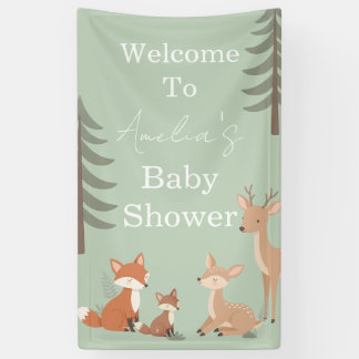 Süße Waldtiere Baby Shower Willkommensschild Banner