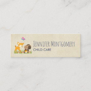 Süße Waldtiere Cartoon-Illustration Mini Visitenkarte