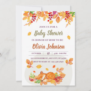 Süße Waldtiere Fuchs Baby Shower Einladung