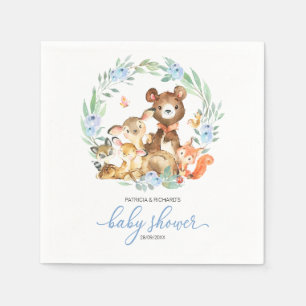 Süße Waldtiere Grünes Babyshower Serviette