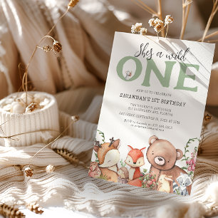 Süße Waldtiere Kindergeburtstagsfeier Einladung