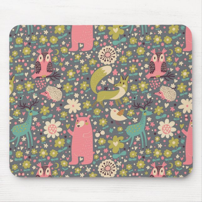 Süße Waldtiere Muster Mousepad (Vorne)