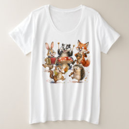 Süße Waldtiere spielen im Herbst Große Größe T-Shirt