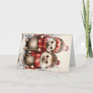 Süße Waldtiere Weihnachtsgrüße Karte