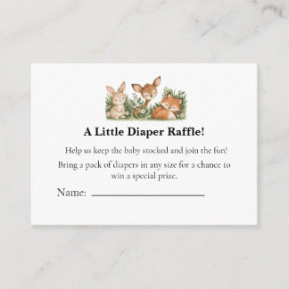 Süße Waldtiere Windel-Raffle Begleitkarte
