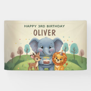 Süße Waldtiere zum 3. Geburtstag Banner