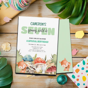 Süße Waldtiere zum 7. Geburtstag Einladung