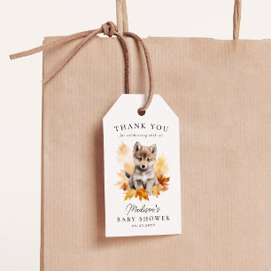 Süße Waldwolf-Welpen-Herbst-Baby-Party Geschenkanhänger
