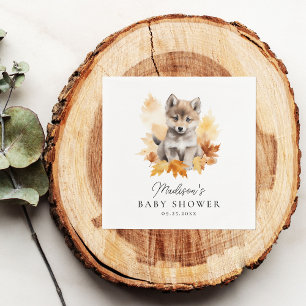 Süße Waldwolf-Welpen-Herbst-Baby-Party Serviette