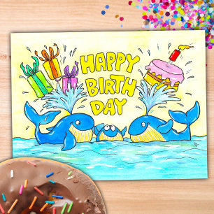 Süße Wale Alles Gute zum Geburtstag  Postkarte