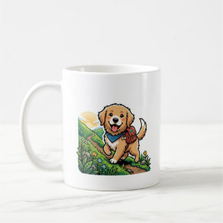 Süße Wanderung Golden Retriever Welpe Abenteuer Kaffeetasse