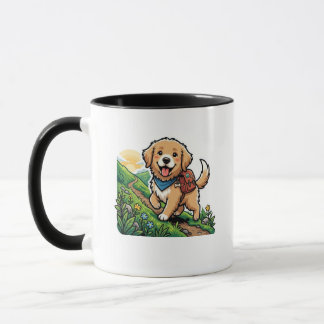 Süße Wanderung Golden Retriever Welpen Abenteuer Tasse