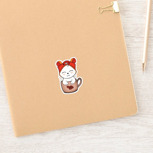 Süße warme Liebe für Katzen und Kaffee Aufkleber (Notizbuch)