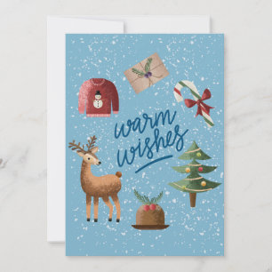 Süße warme Wünsche Schneebedecktes Weihnachtsfest Feiertagskarte