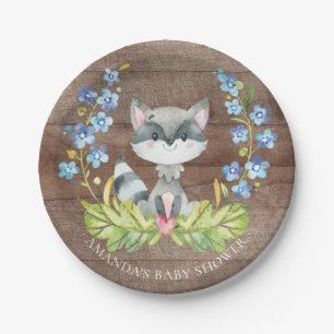 Süße Waschbär-Babyparty 7" Platte Pappteller