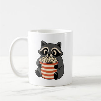 Süße Waschbär-Popcorn essende Filmnacht-Kaffeetass Kaffeetasse