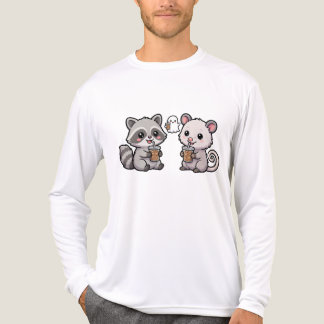 Süße Waschbär- und Opossum-Eiskaffee-Grafik Tri-Blend Shirt