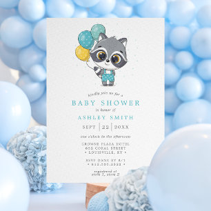 Süße Waschbär-Wasserfarben-Jungen-Baby-Party Einladung