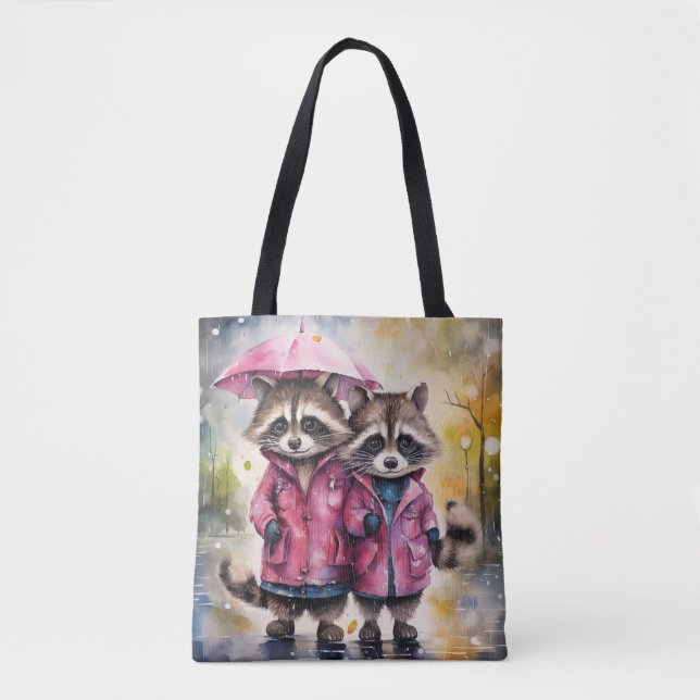 Süße Waschbären im Regen  (Vorderseite)