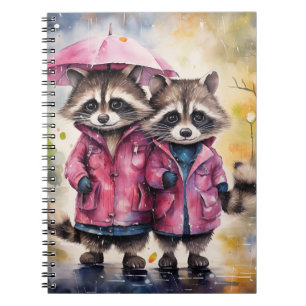 Süße Waschbären im Regen Notizblock