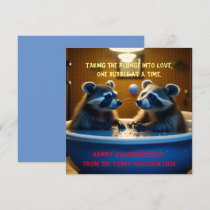 Süße Waschbären in der Badewanne zum Valentinstag Feiertagskarte