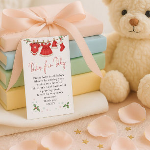 Süße Wäscheleine Weihnachtsbücher für Baby Shower  Begleitkarte